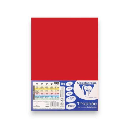Picture of COLOURED PAPER A4 RED X1 80GSM